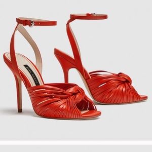 Zara Red-Orange Knotted Shoes